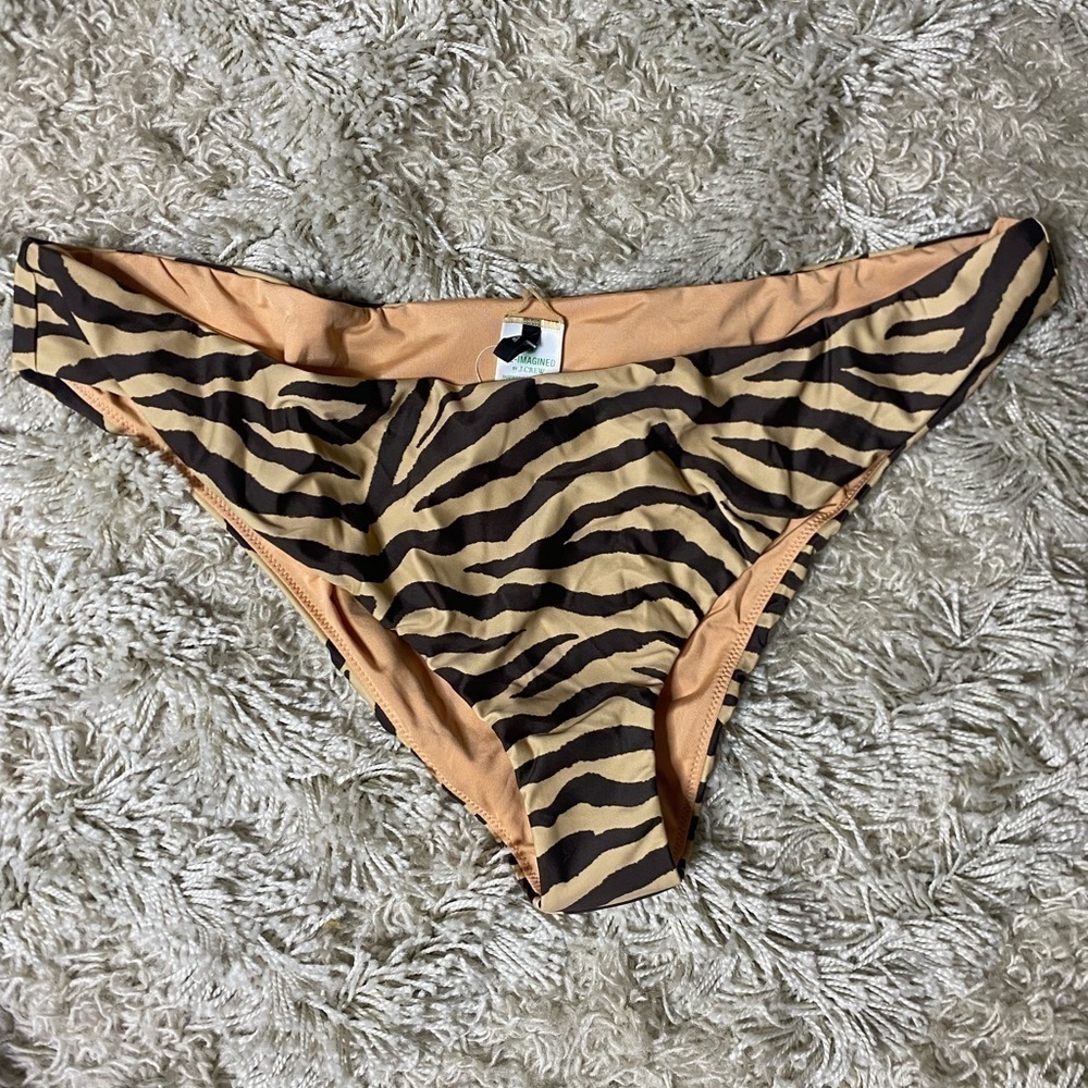 J. Crew NWT Curved Waist Cheeky Bikini Bottom Zebra Stripe Low Rise Size 3X